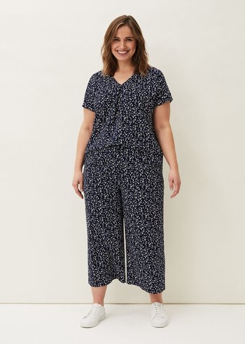 Phase Eight Carin Spot Culottes Trousers Navy USA | 8710962-OE